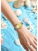 Women's Luminous Diamond Pattern Waterproof Quartz Watch with Double Calendar and Solid Band.