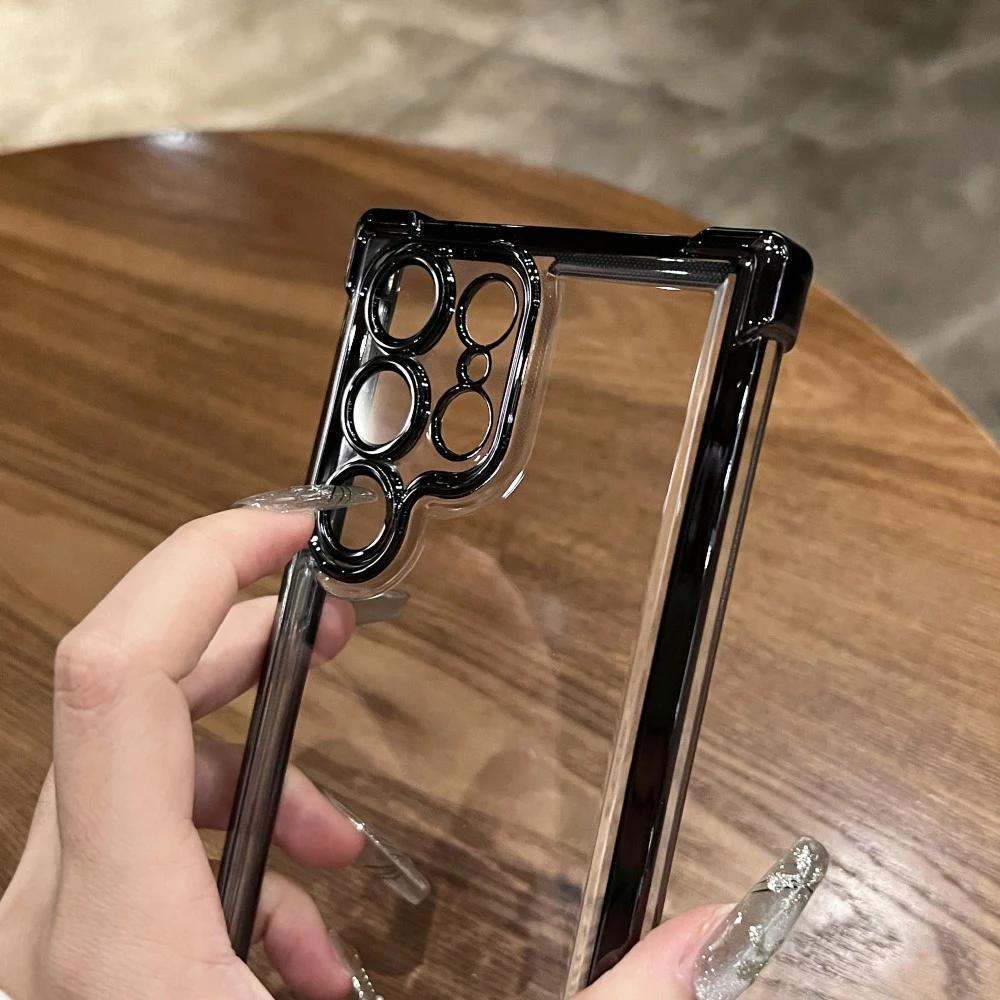 Kovový nárazník Průhledný kryt pro Samsung S25 Ultra S24FE S23 FE S22 Plus A54 A53 A55 A34 A35 A25 5G Nárazuvzdorný akrylový kryt