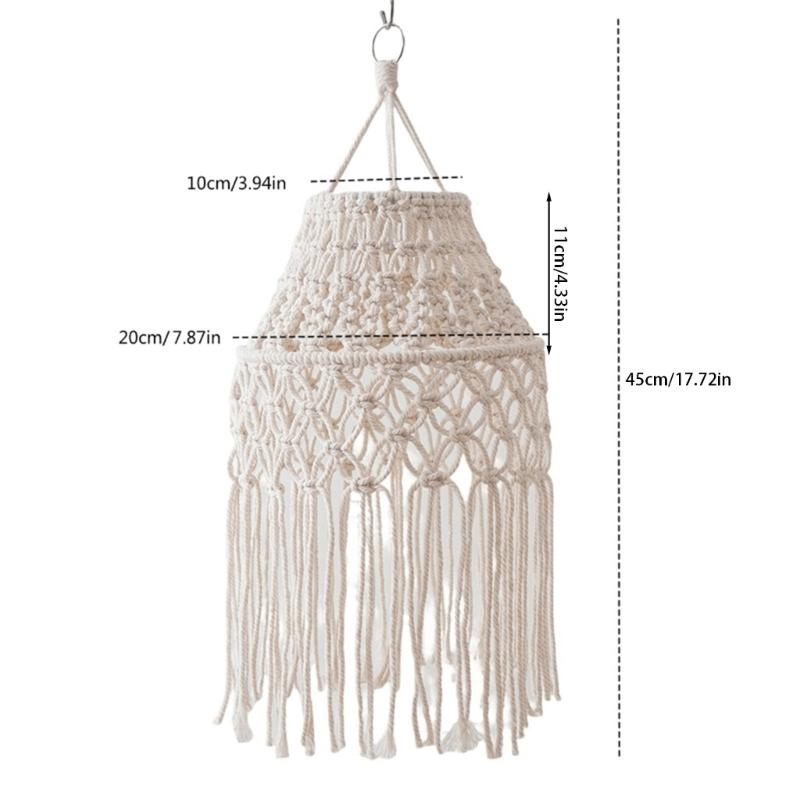 Elegante gewebte Lichtabdeckung Baumwollseil Makramee Quasten Lampenschirm Böhmische Hängeanhänger für Kinderzimmer Schlafzimmer Dekorationen