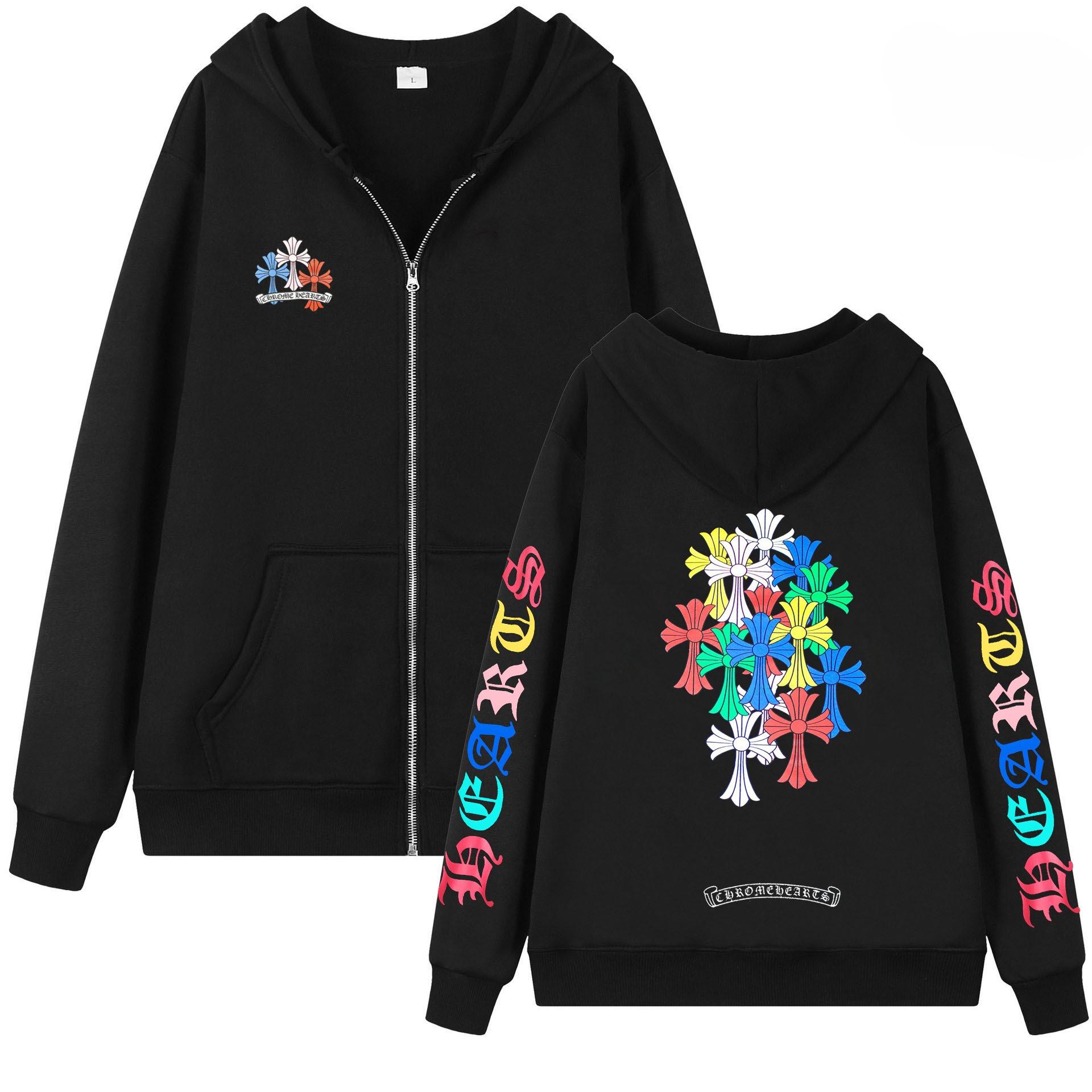 Модная принтованная универсальная толстовка Повседневная свободная толстовка с капюшоном Женская M чёрный 1890₽