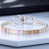 2x4mm Rectangle Stone Rainbow Crystal Multicolor Zircon Bracelets for Women Rose Gold Silver Color Chain Bracelet Bridal Jewelry