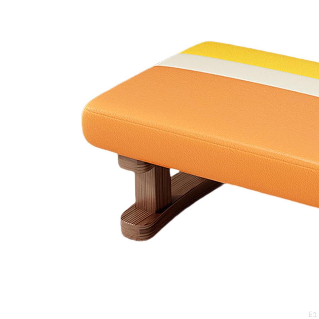 Fußstütze mit Holzbeinen, Kleiner niedriger Hocker, Gepolsterter Fußhocker für Büro, Bett, Schreibtisch, Wohnen, Essen