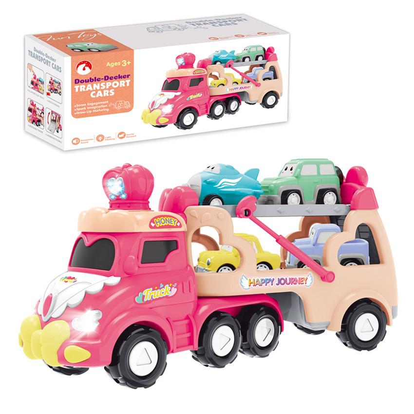 

Модель игрушки Соберите детский мультяшный двухслойный транспортный автомобиль инерционный автомобиль модель набор игрушек подарок B128