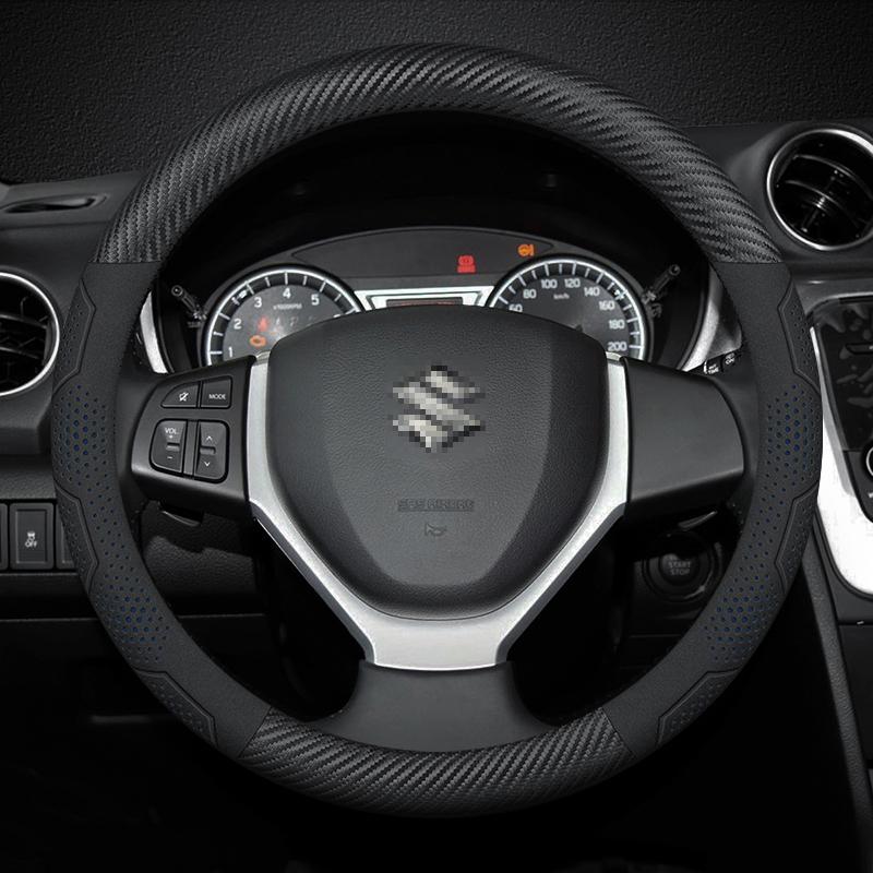 Suzuki Alto Ciaz Baleno Celerio Lgnis Jimny SX4 Swift Grand Vitara Carbon fiber Suede Car Steering Wheel Cover Auto Accessories