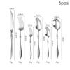 3/4/5/6PCS French 304 Stainless Steel Cutlery Set Pointed Tail Handle Spoons Knife Forks High-end Kitchen Restaurant Tableware