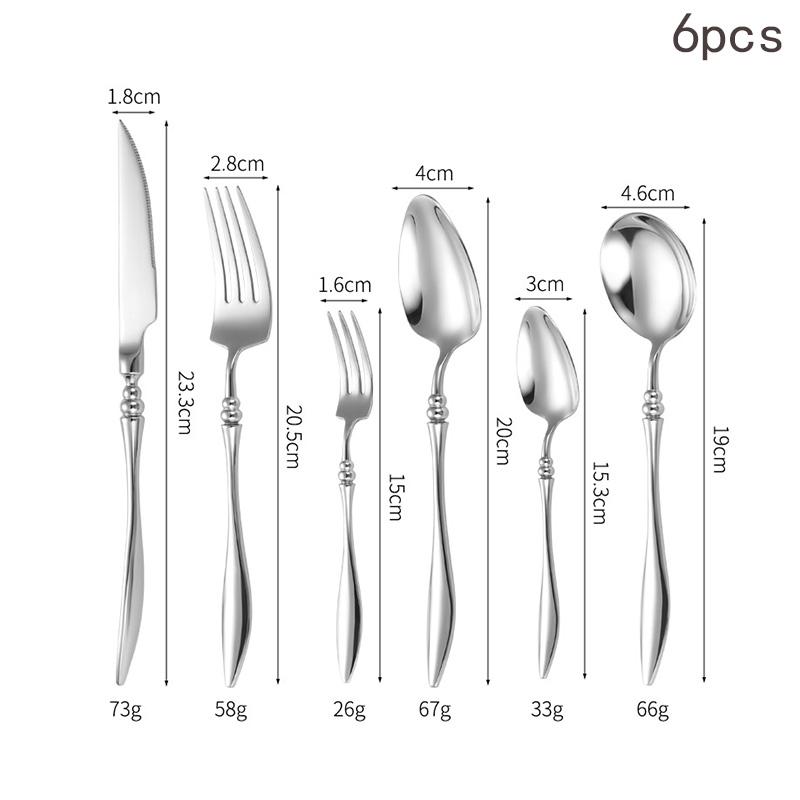 3/4/5/6PCS French 304 Stainless Steel Cutlery Set Pointed Tail Handle Spoons Knife Forks High-end Kitchen Restaurant Tableware