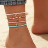 Bohemian Ankle Strap Set Star Moon Cactus Pendant Elastic Beaded Foot Chain