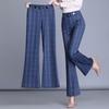 Plaid Office Straight Pants Women Casual Baggy Pant High Waist Formal Wide Leg Trousers Big Size