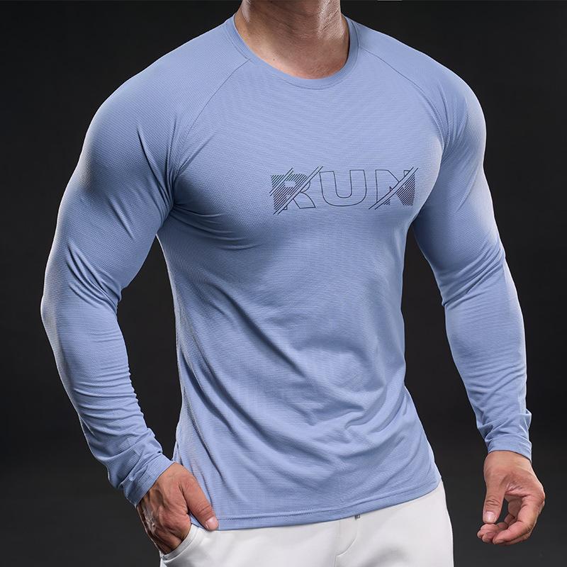 New Quick-drying Ice Silk Long-sleeved T-shirt Men's Casual Sports Fitness Outdoor T-shirt Top Men
