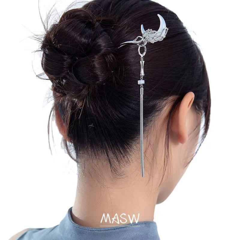 Four Seasons Chinese Tassel Hairpin: Ancient Style Hanfu with Fresh Pearl and Jiangnan Classical Cheongsam Hair Accessory