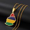 Anniyo Mauritius Map Flag Charm Pendant Necklaces for Women Men Mauritius Africa Stainless Steel Jewelry @298721