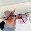 Women's Sunglasses Luxury Brand Designer Vintage Rimless Rhinestone Sunglasses Gradient Sun Glasses for Women Fashion 2024