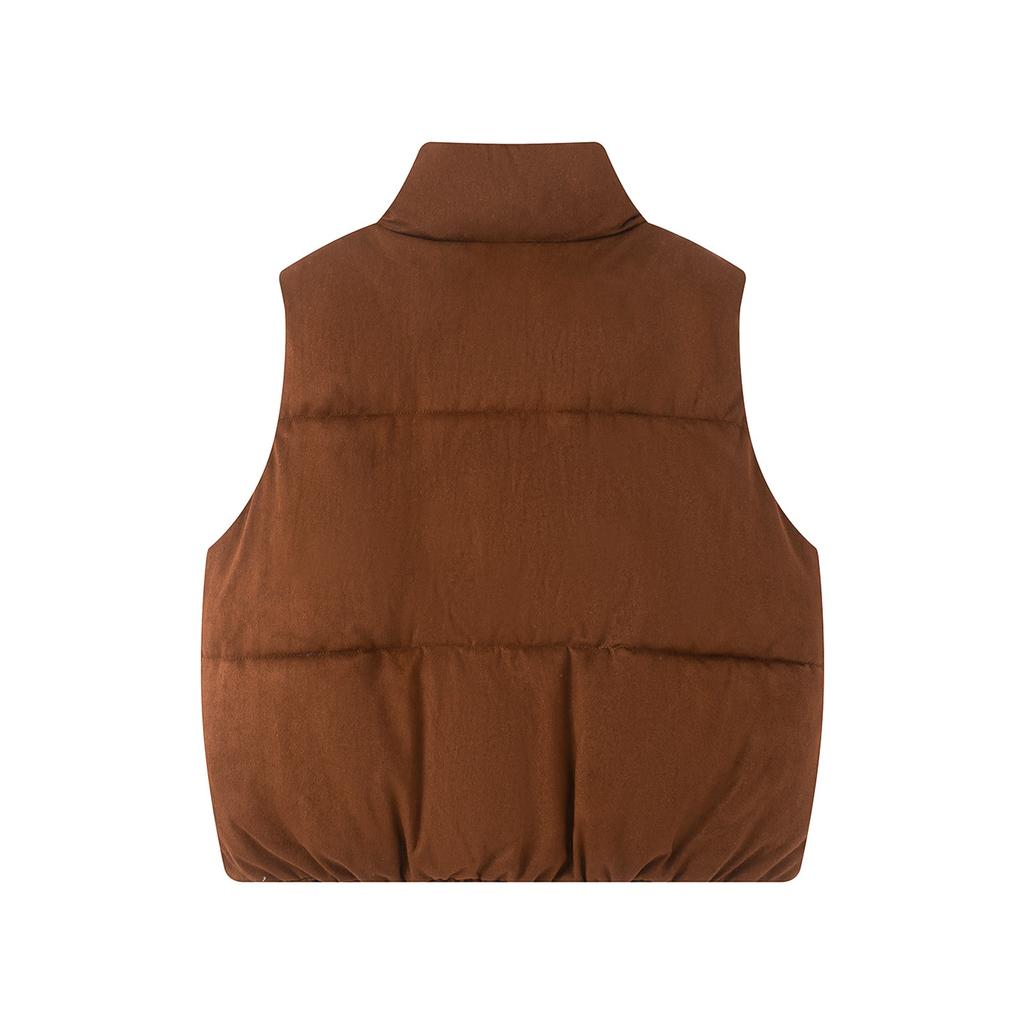 Women's Fashionable Short Suede Reversible Retro Down Cotton Vest