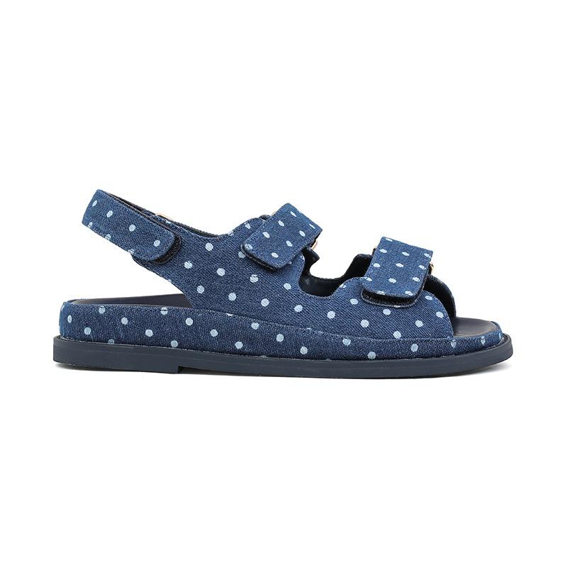 

Spotted pattern~ Spot round head versatile Velcro platform sandals women s versatile casual flats beach shoes outer wear 39