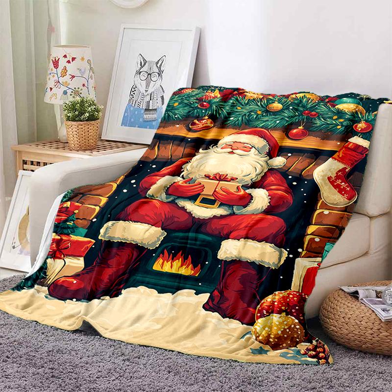 Cartoon Santa Claus Merry Christmas Snowman New Year Gift Soft Flannel Blanket for Beds Bedroom Sofa,Throw Blanket for Cover