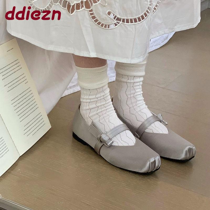 Fashion Fashion Silk Women Mary Janes Flats Shoes Soft Female Shallow Footwear Butterfly-Knot Ladies Flats Slip On Shoes new