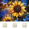 1 Piece Of Vibrant Sunflower And Butterfly Shower Curtain - Polyester Fabric With Hooks, Yellow, Colored Glass Floral Design