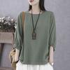 Pullovers Tops Women Solid Color Blouse Oversized Loose Cropped Sleeve Shirt Slim Pullover Tops