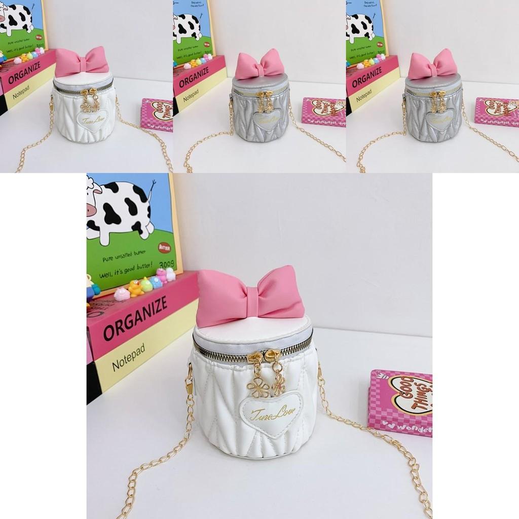 Children Cute Butterfly Knot Pu Water Bucket Bag For Daily Casual Use