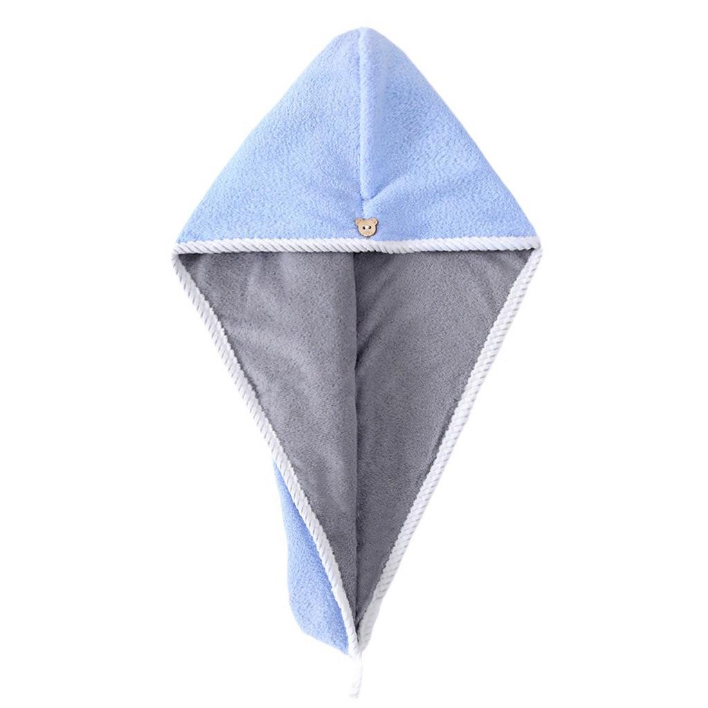 Double-Layer Coral Fleece Quick-Dry Hair Towel Cap for Women