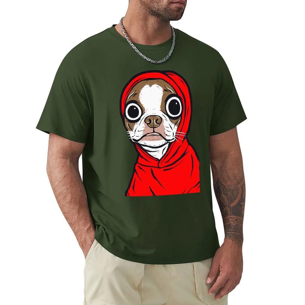 Brauner Boston Terrier Hoodie T-Shirt Harajuku Kurzarm T-Shirt 100% Baumwolle Grafik T-Shirt Tops