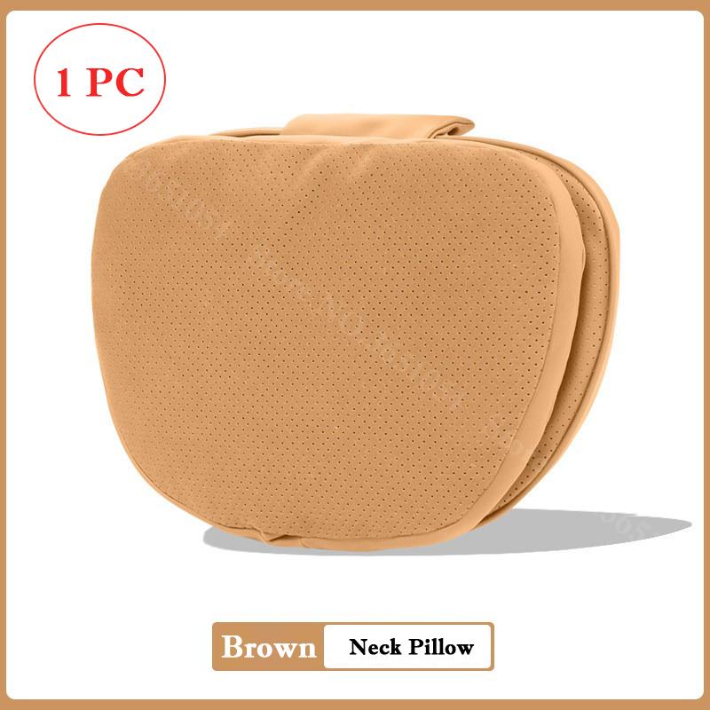 For Mercedes-Benz BMW Double Layer Suede&Leather Neck Pillow Memory Foam Headrest Lumbar Support Cushion Car Interior Accessory