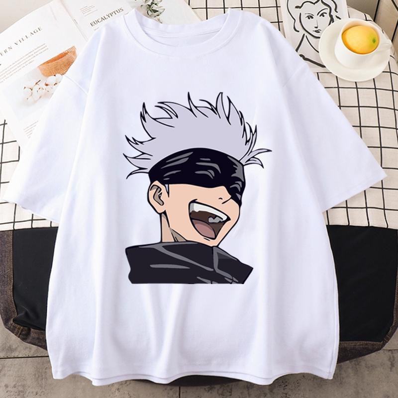 Anime T Shirt Funny Satoru Gojo Graphic Printed Short Sleeve Unisex Casual Personality Round Neck Loose Tees
