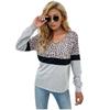 Fashion Leopard Print Patchwork Pullover Autumn Winter Warm Bottoming Tops Loose Pullovers