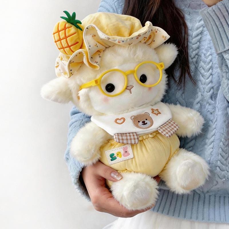 Cute Sheep Plush Doll With Fruits Hair Clips For Kids Girls And Boys