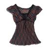 Y2K French V-neck Retro Summer Short Sleeve Women's Top