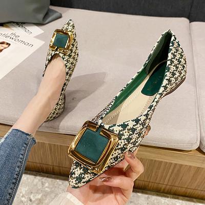Marque de Mode Boucle Métallique&Rivets Chaussures pour Femmes 2024 Mocassins à Semelle Souple Chaussures Simples à Bout Pointu pour Dames Ballerines Mujer