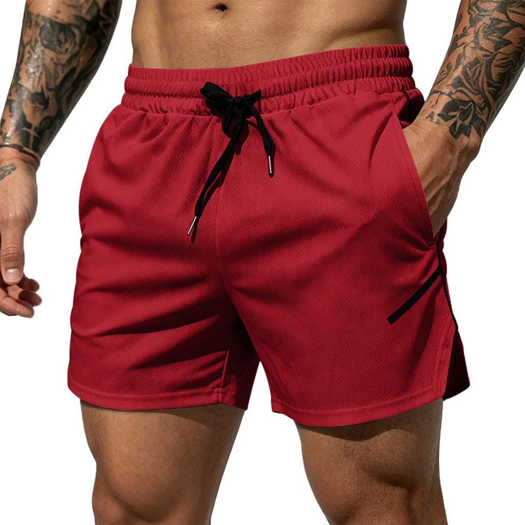 Men Mesh Quick Dry Breathable Athletic Shorts Lightweight Sports Shorts with Drawstring Elastic Waistband Zipper Pocket