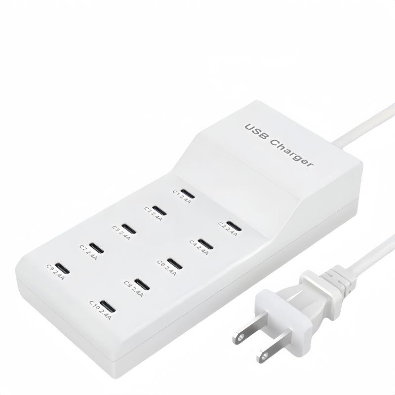 10-Port Fast USB-C Charger for Android & Apple Devices