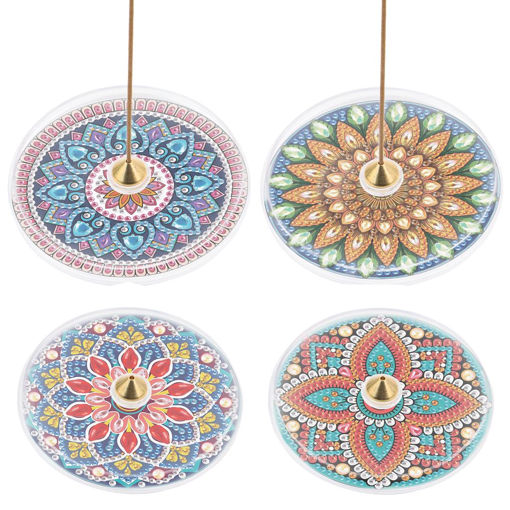 4pcs DIY Diamond Painting Incense Tray Acrylic Diamond Art Incense Burner Stick Holder Special Shaped for Adults Beginners