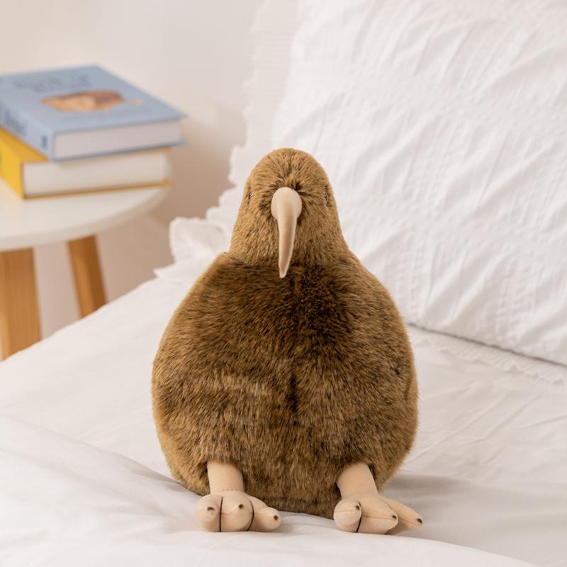 Cute Cartoon Kiwi Bird Plush Toy Fluffy Brown Feathers Kawaii New Zealand Plushie Adorable Flightless Bird Gift for Kids Animal