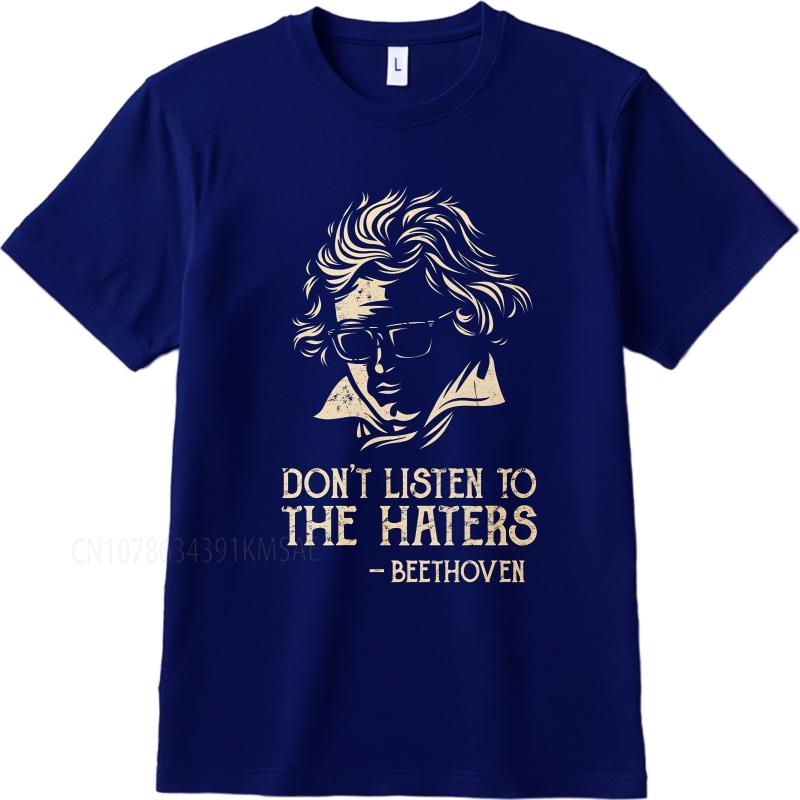 

Fashion summer Unisex t shirt Beethoven With Sunglasses And Quote Short Sleeve Printed Oneck Teeshirt cotton teeshirt for him 4XL