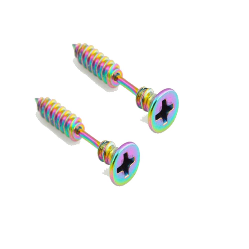 Stainless Steel Unisex Stud Earrings Punk Gothic Hip Hop Style Phillips Screw Pin Hoop Drop Dangle Earring Set