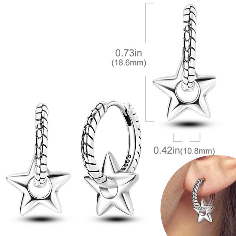 Women Earring 925 Silver Hoop Earrings Love Heart Butterfly Drop Earring Stud For Women Girls Party Jewelry Gifts