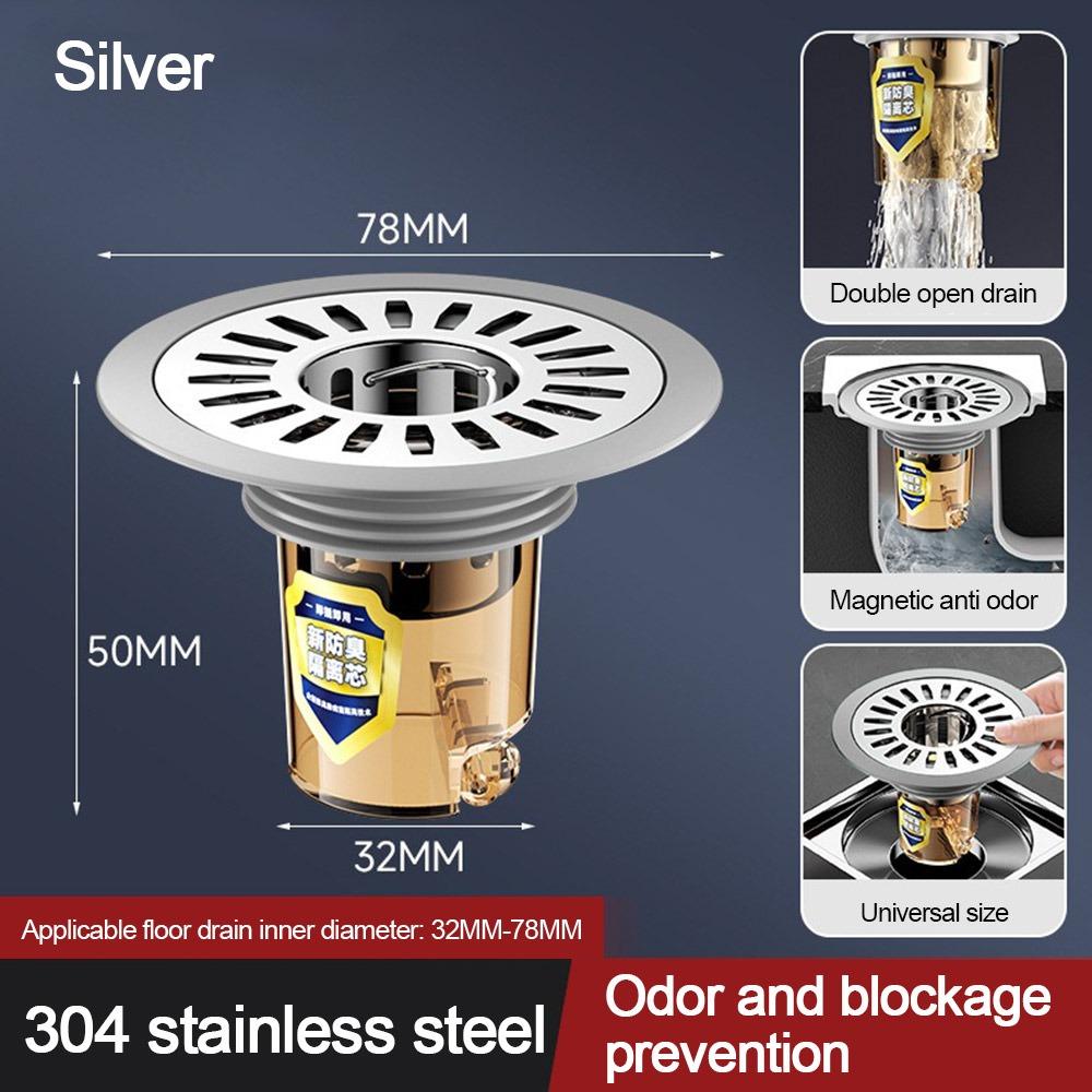 Stainless Steel Floor Drain Core Insect Proof Anti Odor Removable Seal Stopper Easy Install Odor Control Basin Drain Filter