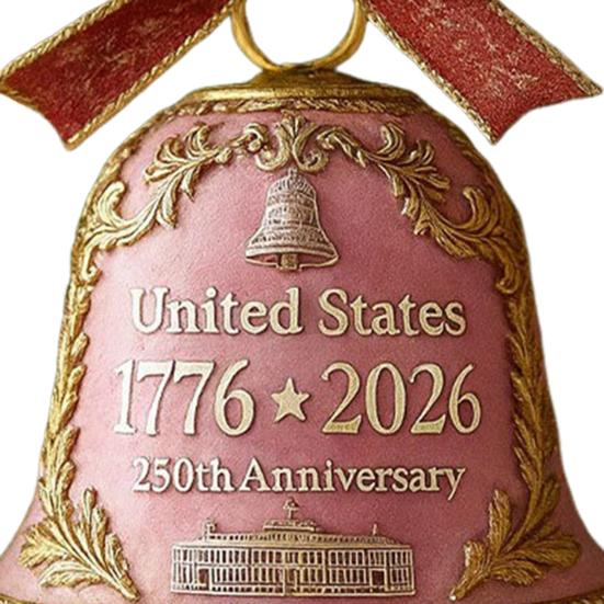 USA 250th Anniversary Bell Ornament Golden-Plated Metal Pendant Durable Collectible Decor Christmas Themed Decorative Bell