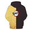 Demon Slayer Zenitsu Agatsuma Graphic Hoodie Kimetsu no Yaiba Triangle Pattern Split Color 3D Print Anime Hooded Pullover