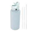 1L Sports WATER BOTTLE With Handle And Straw Stainless Steel Large Capacity Vacuum Flasks Drinkware Large Mouth GymThermos CUP