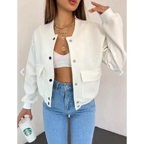 Diving Fabric Double Pocket Bomber Jacket