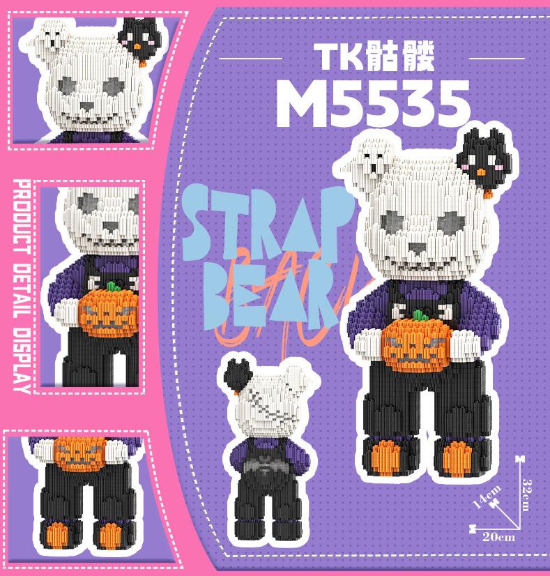 Kreatives Halloween Geist Kürbis Skelett Bär 3D Puzzle Bausteine Montage Ziegel Bauspielzeug für Heimdekoration