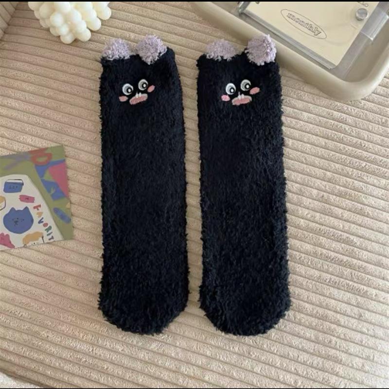 Cute Coral Fleece Socks Women'S Fleece Cotton Socks Thicken Home Sleep Warm Wool Floor Socks Winter