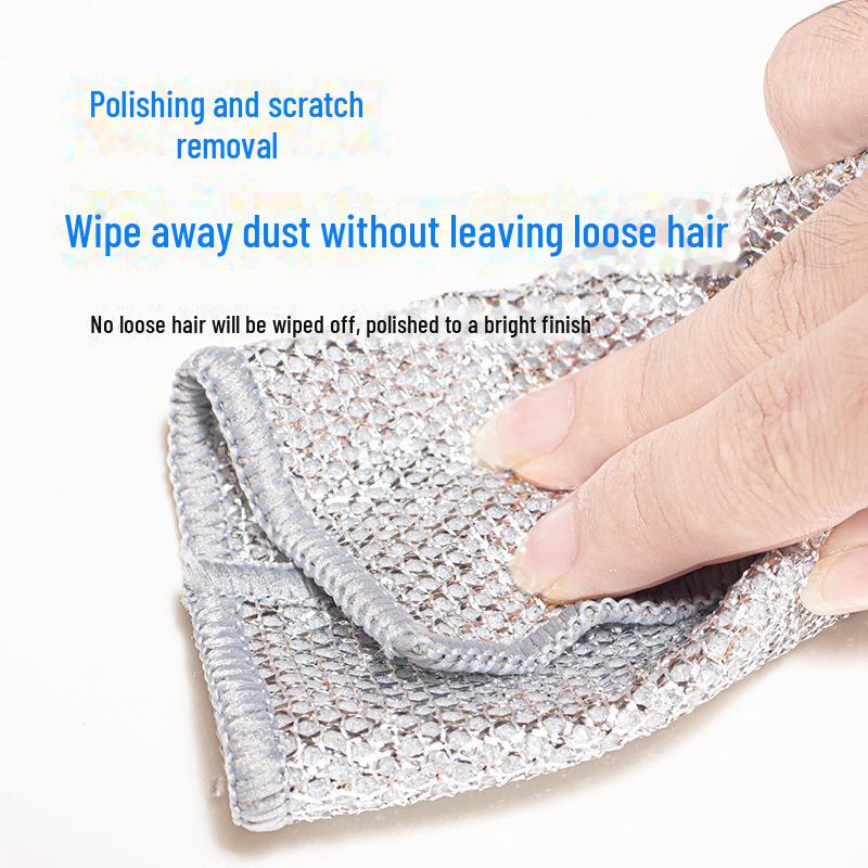 Silver Wire Kitchen Mesh Rag: Scratch-Free, No Hair Loss or Pilling for Dish Cleaning.