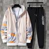 Completo due pezzi Primavera Autunno Uomo Cappotto Largo Tuta Pantaloni con Cappuccio Stampa Lettere Coulisse Tuta Jogging Larga Caviglie Elasticizzate Abbigliamento Sportivo Uomo Tuta