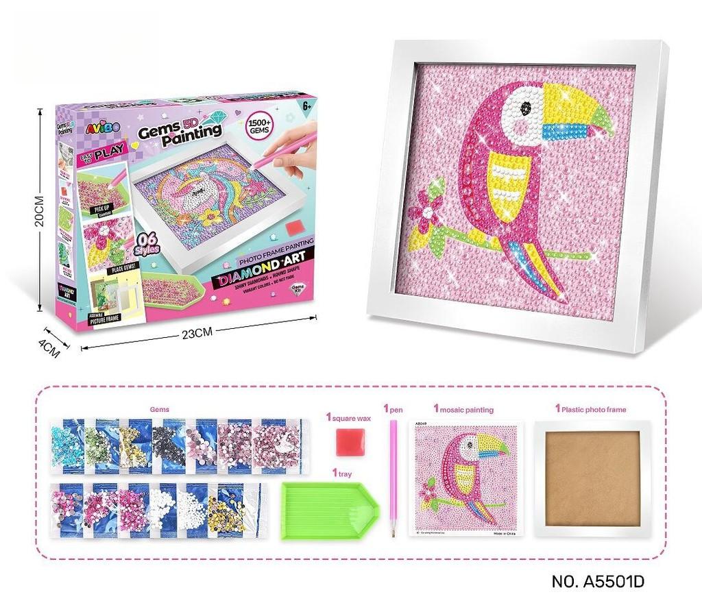 Childrens Craft Rhinestone Dotting Set With Frame Plastic Material For Toddler Art Activities