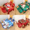 Christmas Cartoon Chair Covers And Tablecloths Set With Elastic Fit For Holiday Home Decor