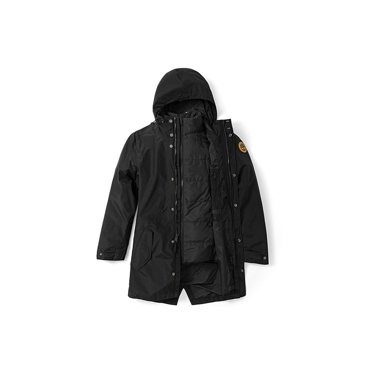 Timberland Solid Color Outdoor Three-In-One Padded Hooded Jacket Men jackets Black A69MW-001